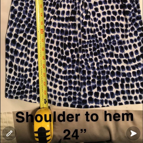 NWOT Michael Kors Top Blue, black, white animal print size PS shoulder chain - Picture 9 of 10